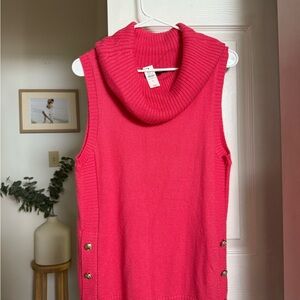 Talbots Vibrant Pink Sleeveless Cowl Neck Sweater